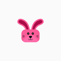 Rabbit bunny face head cartoon icon. Flat design. Vector Illustration.