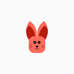Rabbit bunny face head cartoon icon. Flat design. Vector Illustration.