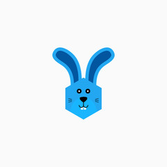 Rabbit bunny face head cartoon icon. Flat design. Vector Illustration.