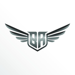 Initial Letter BR with Wings