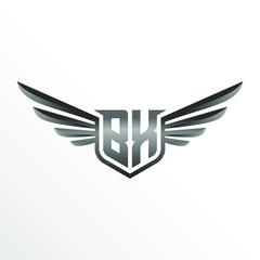 Obraz premium Initial Letter BX with Wings