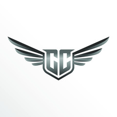 Initial Letter CC with Wings