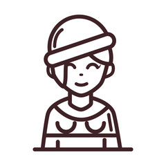 avatar woman female character portrait cartoon line style icon