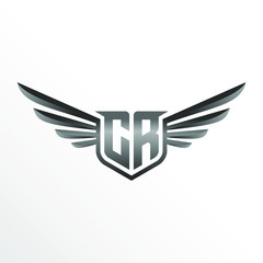 Initial Letter CR with Wings