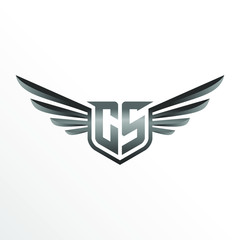 Initial Letter CS with Wings