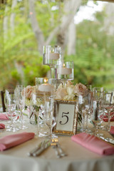 Wedding reception table set for the ceremonial party