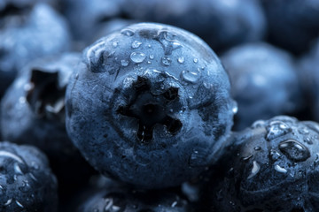 blueberry berry health and diets close-up macro with fresh water drops
