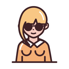 Obraz premium avatar woman female character portrait cartoon line and fill style icon