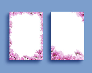 Beautiful spring flower frame, invitation, wedding card, thanks greeting, flower background