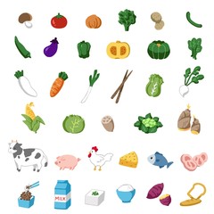 身体に良い食材のイラストセット　ベクター