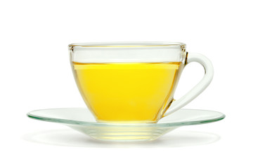 Transparent cup of tea isolated on white background ,include clipping path