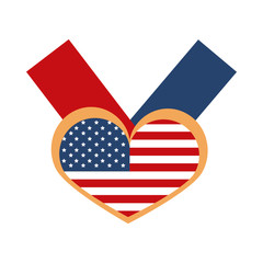 memorial day flag in heart ribbon symbol american celebration flat style icon