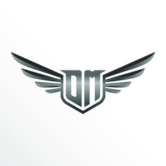 Initial Letter DM with Wings