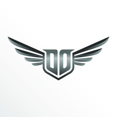 Initial Letter DO with Wings