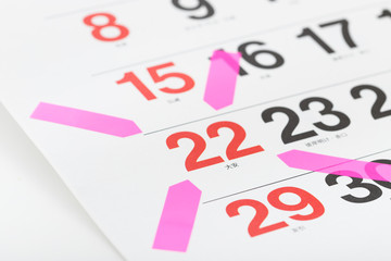 カレンダーと付箋