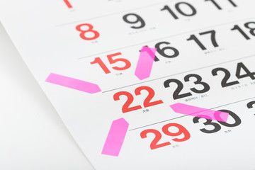 カレンダーと付箋