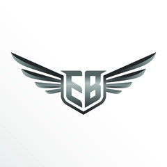 Initial Letter EB with Wings