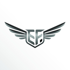 Obraz premium Initial Letter EF with Wings