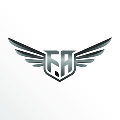 Initial Letter FA with Wings