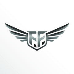 Initial Letter FF with Wings