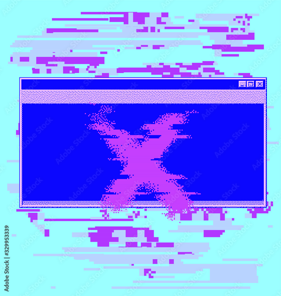 Aufkleber Computer screen with Command-line interface or console terminal. Retrofuturistic vaporwave style illustration in punchy pastel colors.
