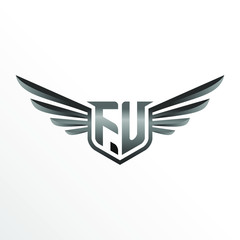 Initial Letter FU with Wings