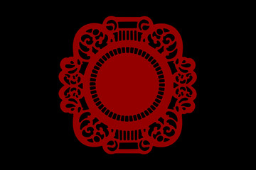 Vintage vignettes made in red, isolate on black background