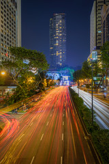 Fototapeta premium Aug 05/2018 From Scotts Road look toward to ION Orchard Mall at blue hour, Singapore