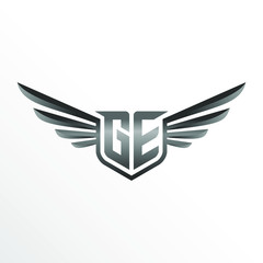 Initial Letter GE with Wings