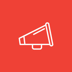 Megaphone Line Icon On Red Background. Red Flat Style Vector Illustration