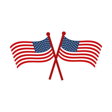 Memorial Day Crossed Flags National American Celebration Flat Style Icon