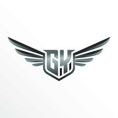 Initial Letter GY with Wings