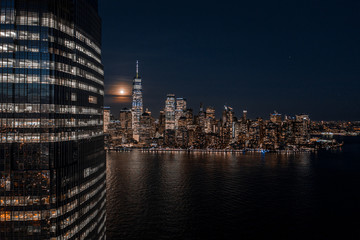 Fototapeta na wymiar NewYork City and Jersey city waterfront skyline from Hudson River at night