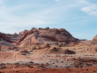 Waves of fire in the Valley of Fire. Natural park in which tourists from all over the world will visit.