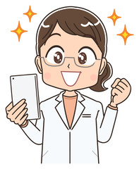 医師 薬剤師 医者 女性 女医 かわいい イラスト マンガ キャラクター Wall Mural よぴんこ Yopinco