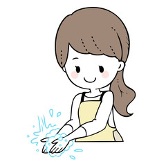 手洗いする女性