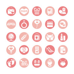 mothers day, celebration party event icons set block style