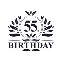 55 years Birthday logo, 55th Birthday celebration.
