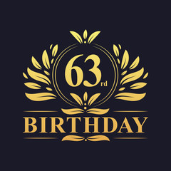 Luxury 63rd Birthday Logo, 63 years celebration.