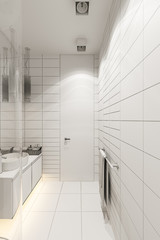3d render interior design of the bathroom with a corner shower