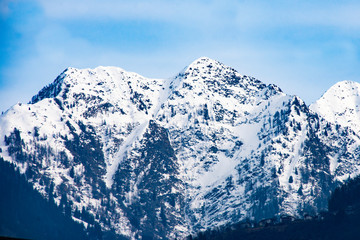 Fototapeta na wymiar Snowy mountain - Lake Como - Varenna - Italy
