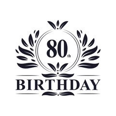 80 years Birthday logo, 80th Birthday celebration.