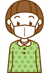 風邪予防のマスクをしている女の子のイメージイラスト