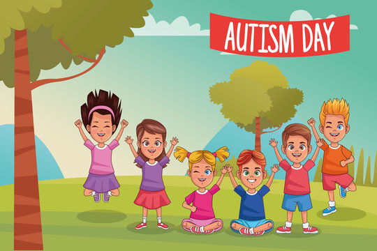 world autism day with kids in the field