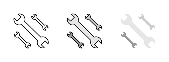 spanner icon set isolated on white background for web design