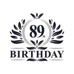 89 years Birthday logo, 89th Birthday celebration.