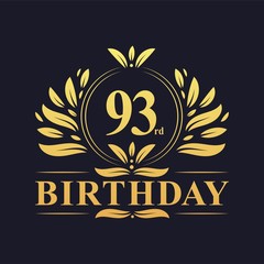 Luxury 93rd Birthday Logo, 93 years celebration.