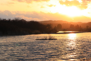Naklejka premium 夕焼け空 美しい風景