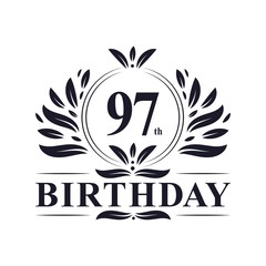 97 years Birthday logo, 97th Birthday celebration.