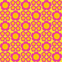 Colorful Yellow and Pink Seamless Pattern With Flowers, Abstract, Illustrator Floral Pattern Wallpaper 